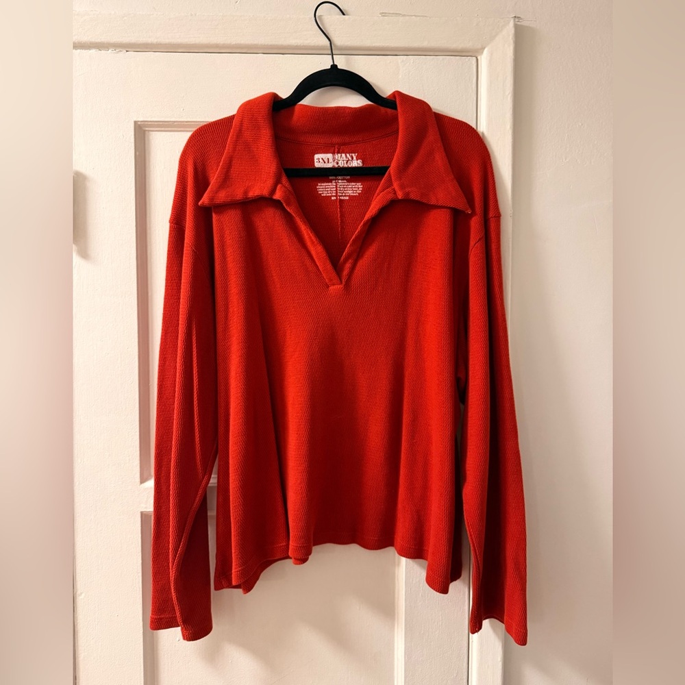 Big Bud Press Red Collared Long-sleeve Sweater